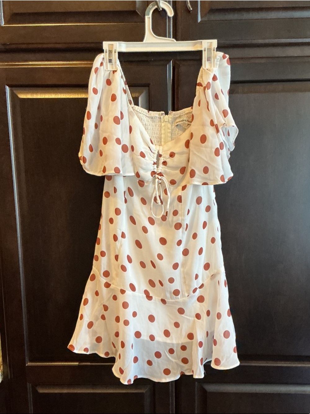 Abercrombie & Fitch Cream Dress with Rust Polka Dots